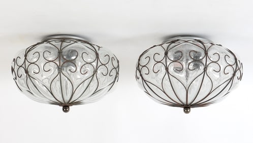 PAIR OF VENETIAN MURANO STYLE PENDANT LIGHTS