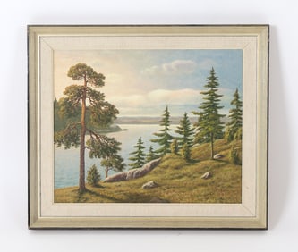 M. PERSSON SWEDISH LANDSCAPE O/B PAINTING