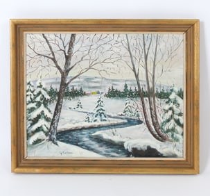 G. CARLSSON SWEDISH WINTER LANDSCAPE O/B