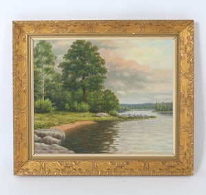 M. PERSSON SWEDISH LANDSCAPE O/C PAINTING