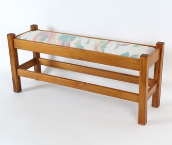 SCANDINAVIAN PINE UPHOLSTERED CHILD'S BENCH