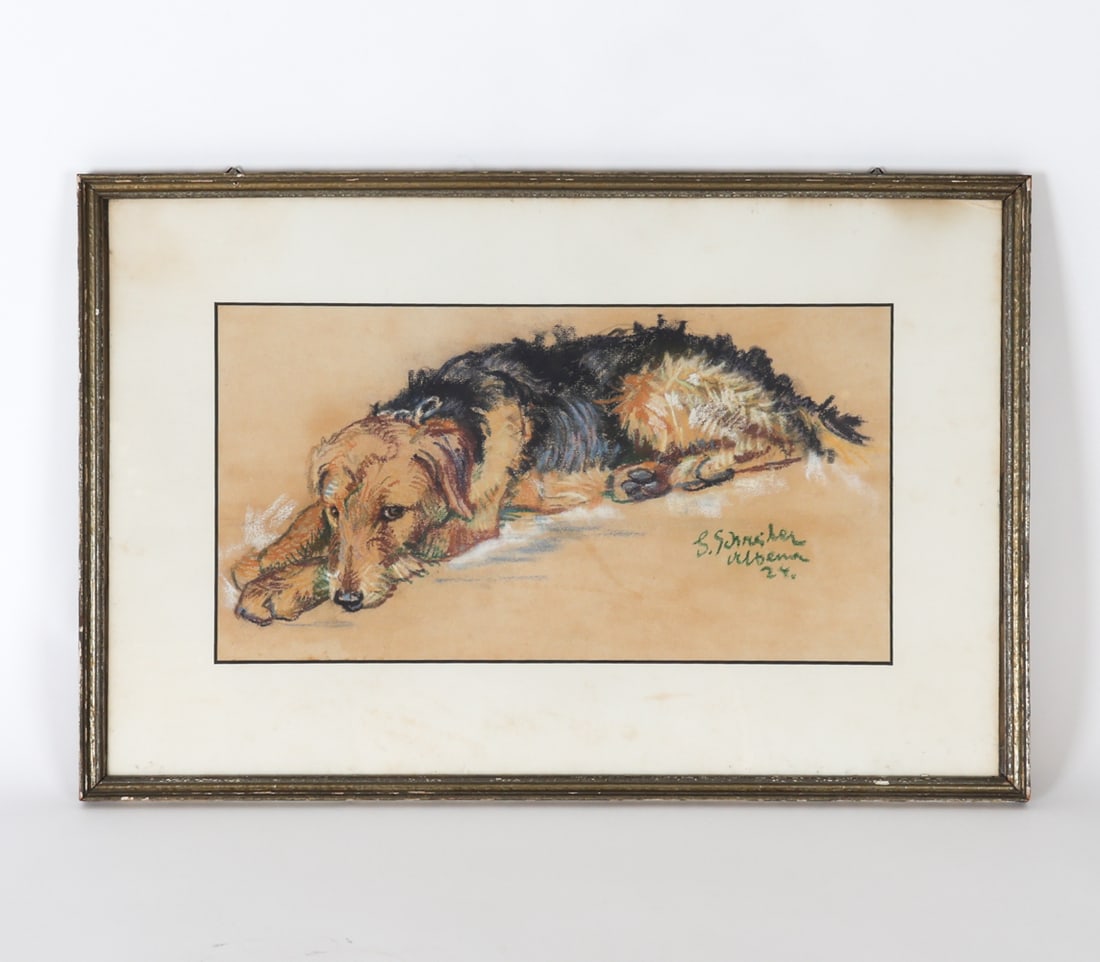 GEORGE SCHREIBER PASTEL DOG DRAWING (1 of 10)