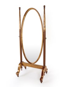 VINTAGE SHERATON STYLE MAHOGANY CHEVAL MIRROR