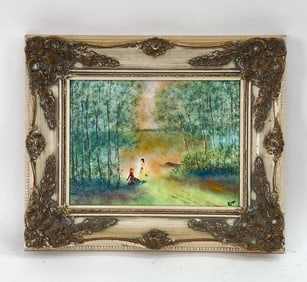 WALT LITT ENAMEL ON COPPER LANDSCAPE