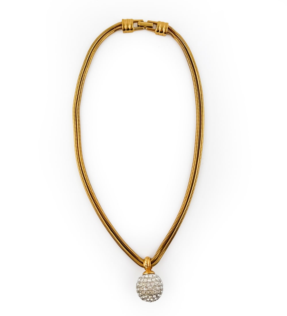 SWAROVSKI PAVE BALL PENDANT NECKLACE (1 of 1)