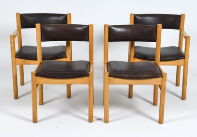 (4) BORGE MOGENSEN BEECH & LEATHER DINING CHAIRS