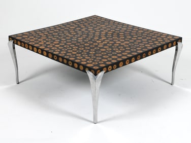 MOROCCAN STYLE RESIN & ALUMINUM COFFEE TABLE