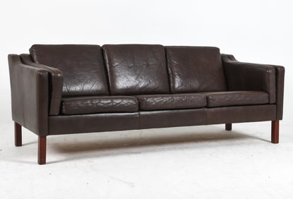 ATTR. MOGENS HANSEN DANISH LEATHER SOFA C. 1970S