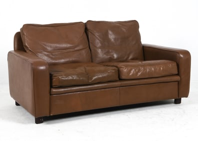 ATTR. GEORG THAMS DANISH BROWN LEATHER SOFA 1970S
