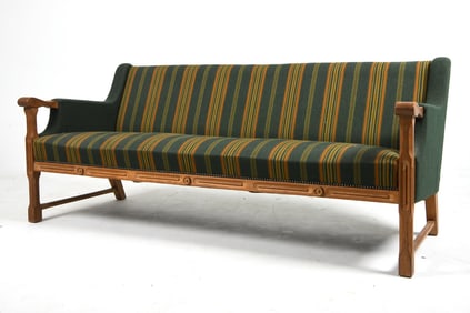 DANISH OAK & WOOL SOFA C. 1970S