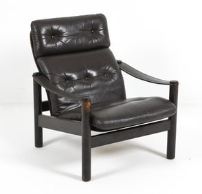 GENEGA MOBLER BEECH & LEATHER LOUNGE CHAIR C.1970S
