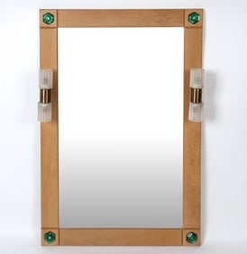 AARHUS OAK ILLUMINATED WALL MIRROR C. 1970S
