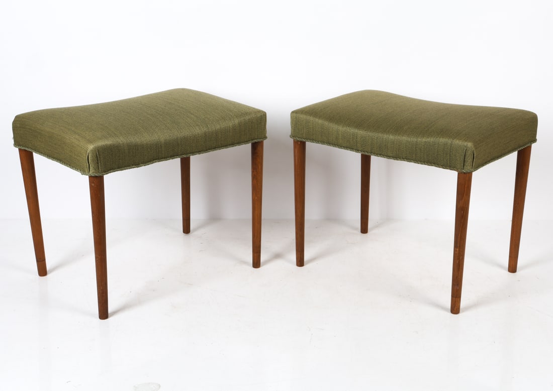 PAIR ATTR. OMANN JUN TEAK OTTOMAN STOOLS 1960S (1 of 15)