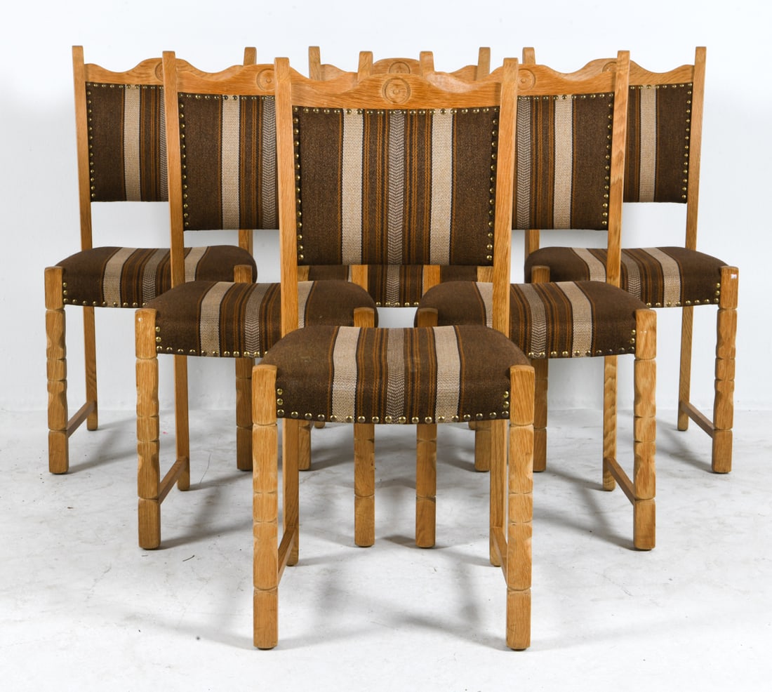 (6) MANNER OF HENNING KJAERNULF OAK DINING CHAIRS (1 of 13)
