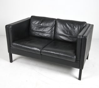 STOUBY DANISH LEATHER LOVESEAT SOFA