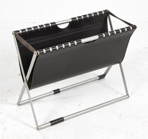 STEEL & LEATHER MAGAZINE HOLDER