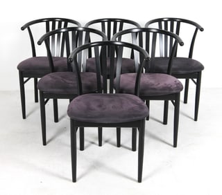 (6) SCANDINAVIAN EBONIZED BEECH DINING CHAIRS