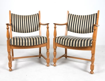PAIR OF DANISH OAK ARMCHAIRS C. 1970S