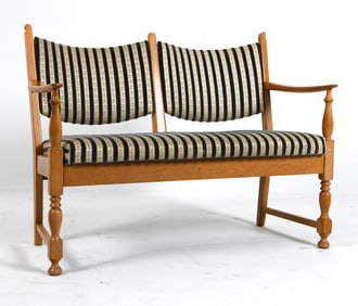 DANISH OAK TWO-SEAT SOFA BENCH C. 1970S