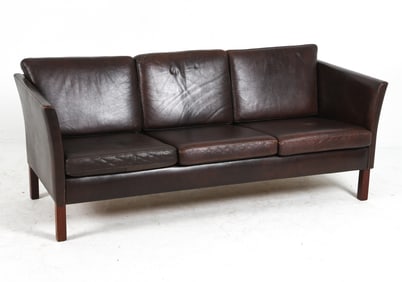 STYLE OF MOGENS HANSEN DANISH LEATHER SOFA C.1970S