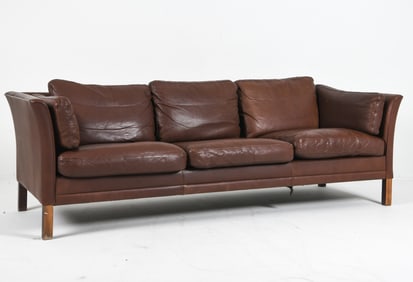 ATTR. MOGENS HANSEN DANISH LEATHER SOFA C. 1970S
