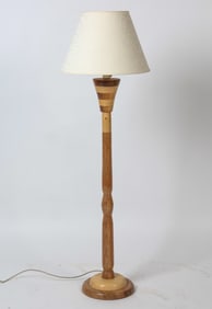 SCANDINAVIAN BEECH & TEAK FLOOR LAMP C. 1970S