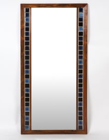 ATTR. ERIK WORTS ROSEWOOD & TILE WALL MIRROR 1960S