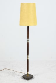 SWEDISH TEAK & BRASS FLOOR LAMP C. 1960S