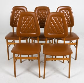 (5) STYLE OF SORHEIM TEAK DINING CHAIRS C. 1960S