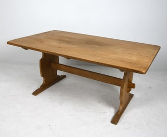 STYLE OF KJAERNULF DANISH OAK DINING TABLE C.1970S