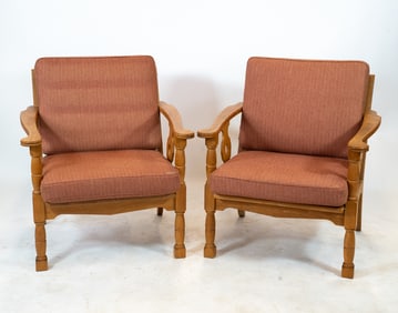 PAIR OF DANISH OAK LOUNGE CHAIRS C. 1970S