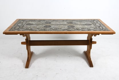 OX ART DANISH OAK & CERAMIC TILE DINING TABLE