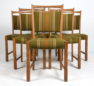 (6) STYLE OF KJAERNULF OAK & WOOL DINING CHAIRS