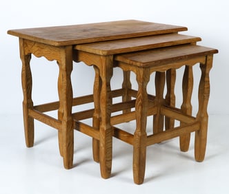 ATTR. HENNING KJAERNULF OAK NESTING TABLES C.1970S