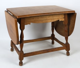 STYLE OF KJAERNULF OAK DROP-LEAF SIDE TABLE 1970S