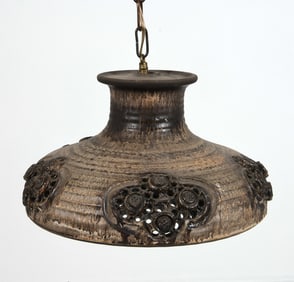 STYLE OF HELLEROE CERAMIC PENDANT LIGHT C. 1970S