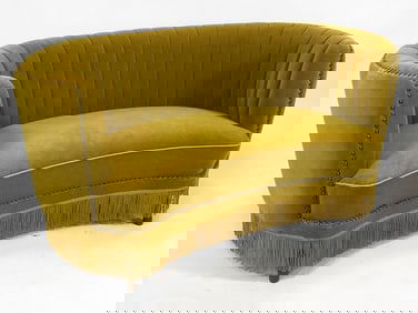 DANISH VELOUR BANANA SOFA C. 1960S