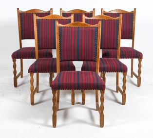 (6) STYLE OF HENNING KJAERNULF OAK DINING CHAIRS