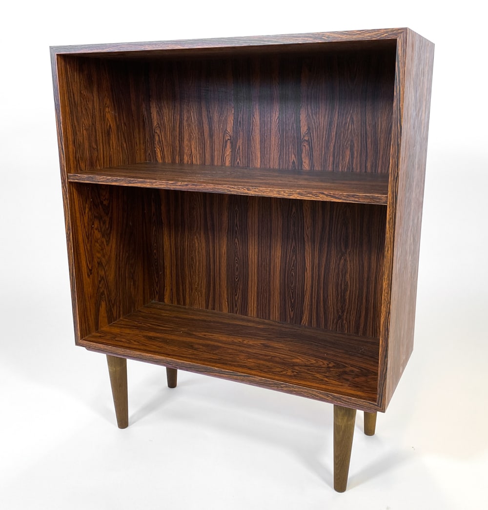 SWEDISH ROSEWOOD BOOKCASE C. 1960S: Adjustable shelf. Sweden, circa 1960s. Dimensions: H 34" x W 28" x D 11.25". Condition: Minor scuffs and scratches, wear consistent with age and use. DMU208