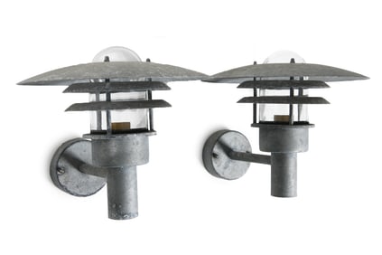 PAIR OF NORDLUX OUTDOOR GALVANIZED SCONCES