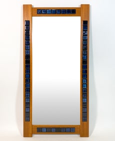DANISH TEAK & TILE WALL MIRROR C. 1960S