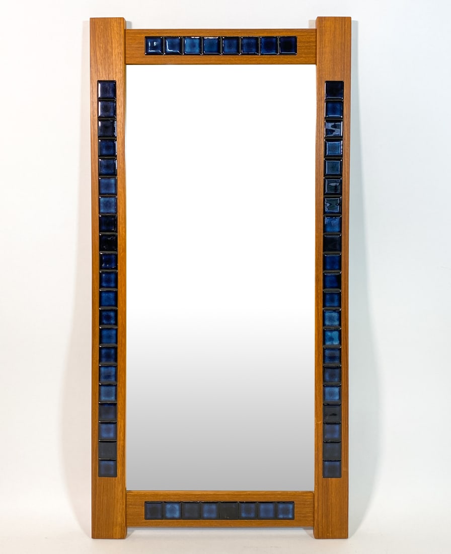 DANISH TEAK & TILE WALL MIRROR C. 1960S (1 of 12)