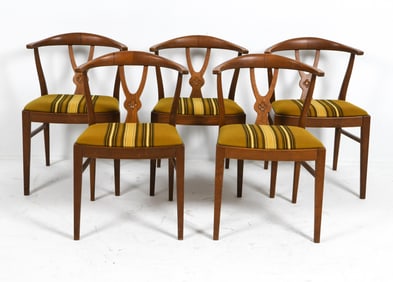 (5) DANISH WALNUT DINING CHAIRS C. 1970S