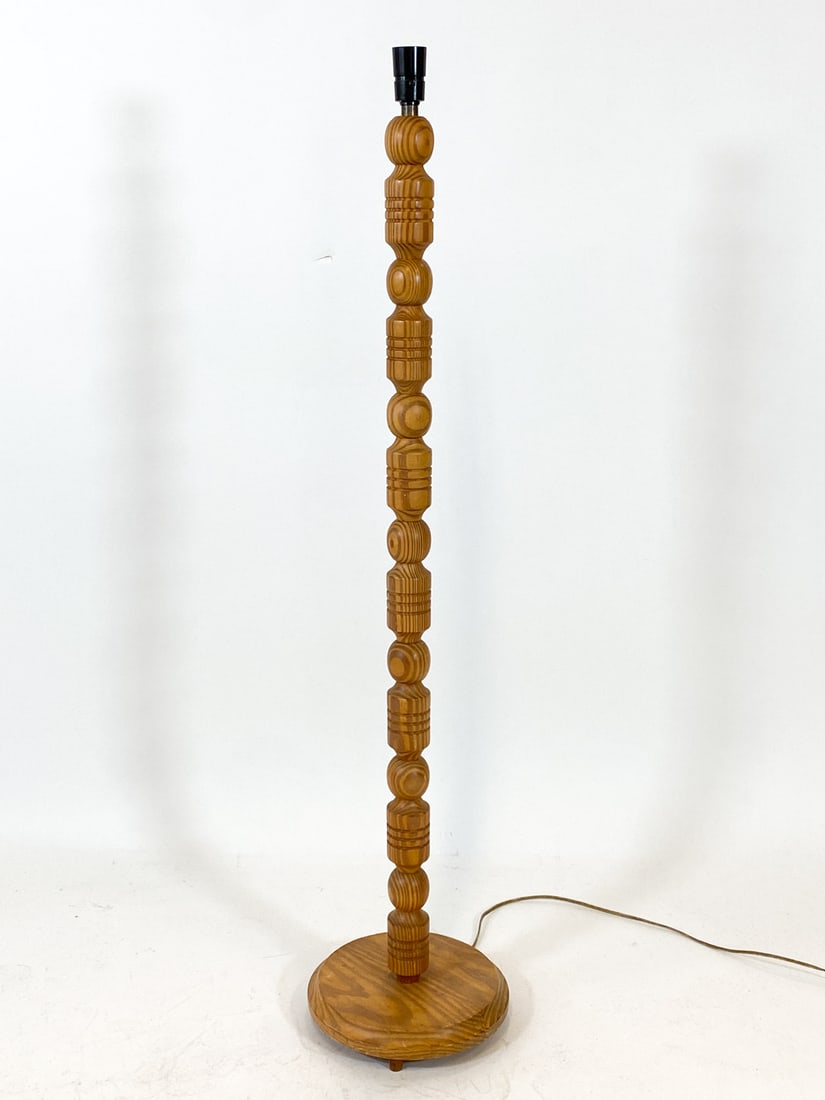 DANISH TURNED PINE FLOOR LAMP C. 1960S (1 of 8)