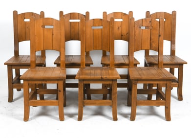 (7) DANISH PINE DINING CHAIRS C. 1960S