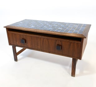 DANISH ROSEWOOD & CERAMIC TILE SIDE TABLE CHEST