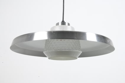 DANISH ALUMINUM & GLASS PENDANT LIGHT C. 1970S