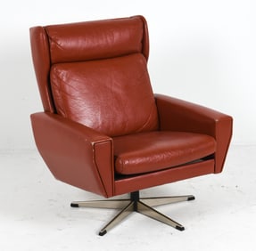 LYSTOLET SWEDISH LEATHER SWIVEL CHAIR C. 1960S