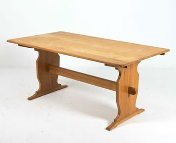 STYLE OF KJAERNULF EXTENDING OAK DINING TABLE