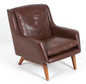 RUD THYGESEN STYLE LEATHER & OAK LOUNGE CHAIR